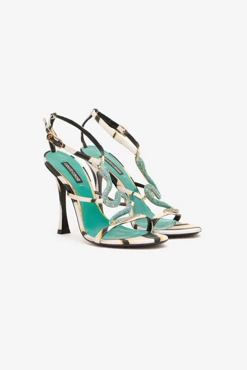 Roberto Cavalli Ray Of Sea T-Bar Sandals