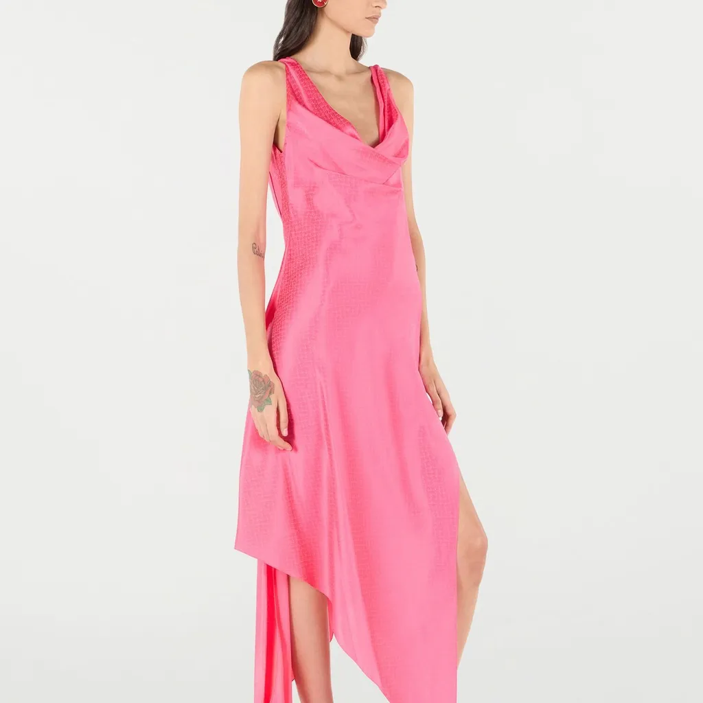Roberto Cavalli Asymmetric Snake-Print Dress