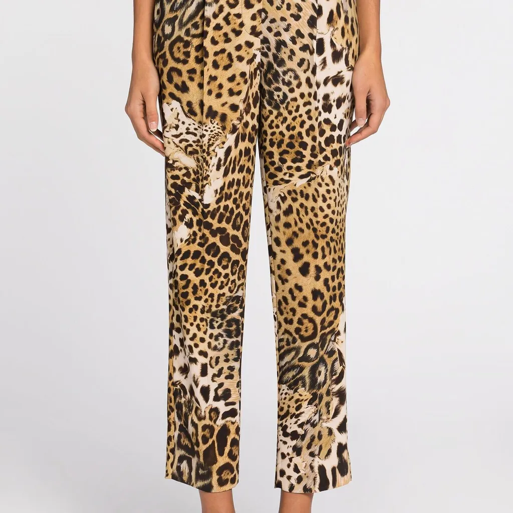 Roberto Cavalli Cropped Leopard Pants