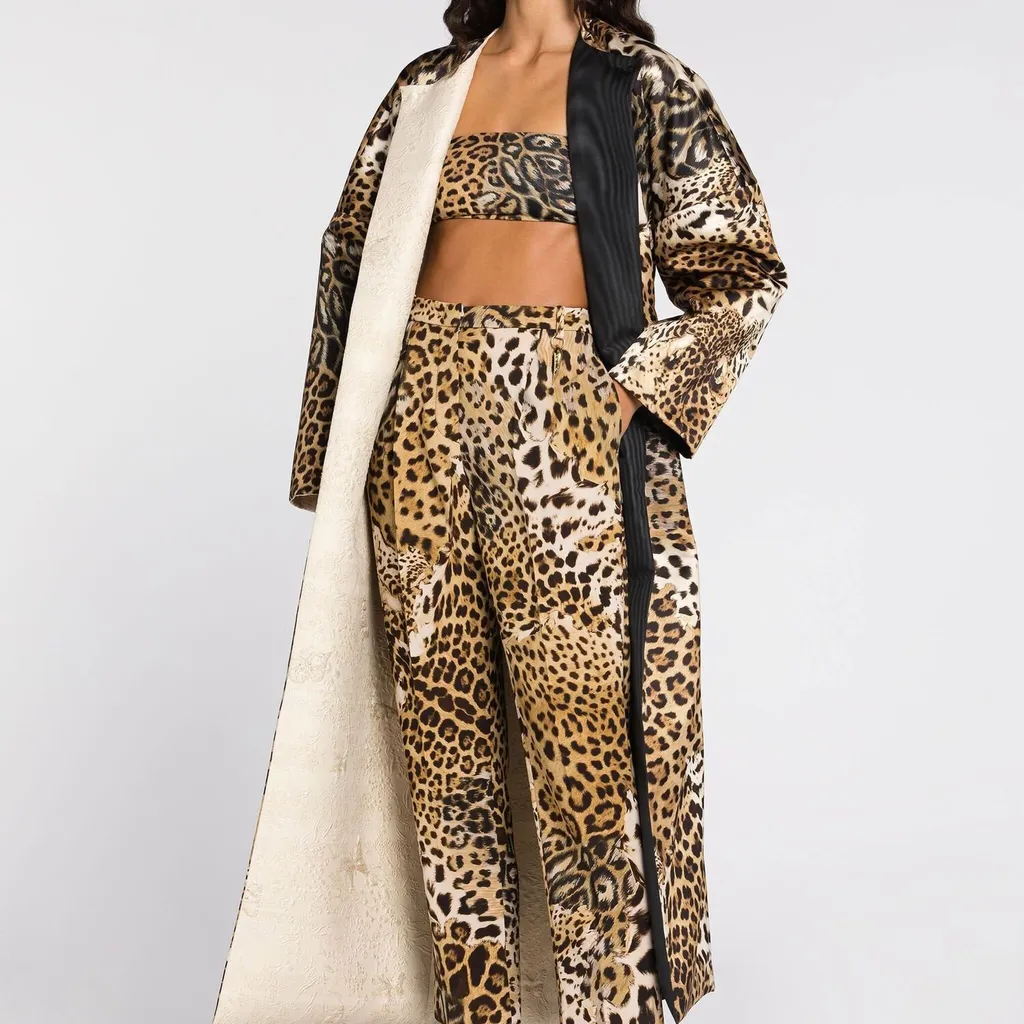 Roberto Cavalli Cropped Leopard Pants