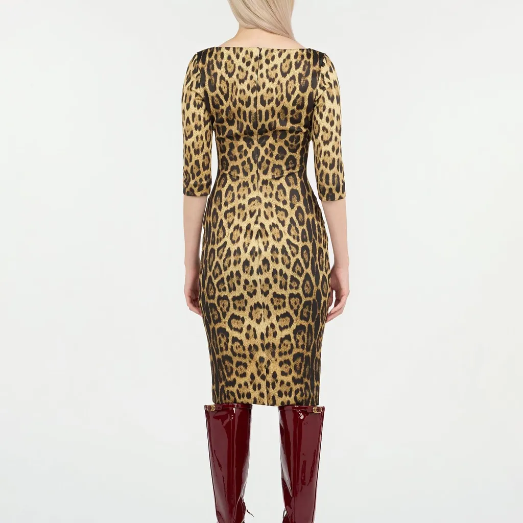 Roberto Cavalli Leopard Print Midi Dress