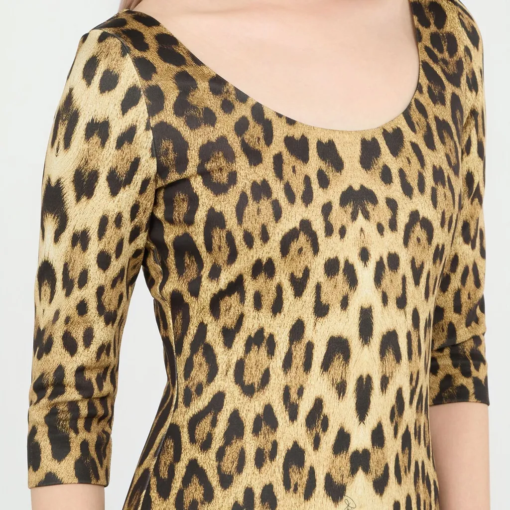 Roberto Cavalli Leopard Print Midi Dress