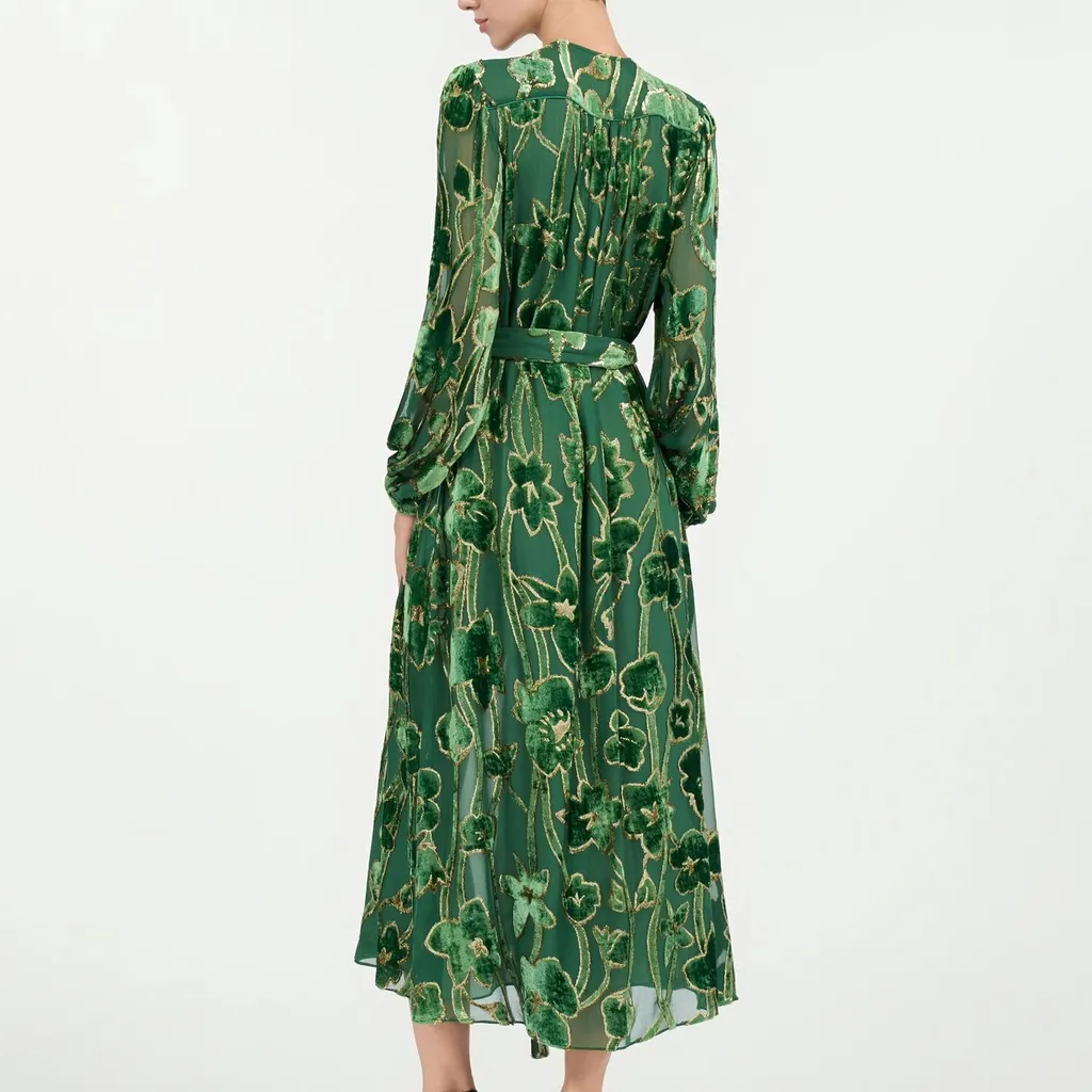 Roberto Cavalli Floral Velvet Devore Midi Dress