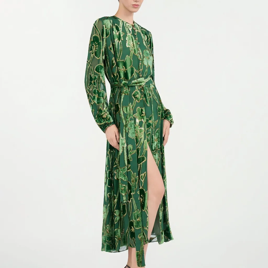 Roberto Cavalli Floral Velvet Devore Midi Dress