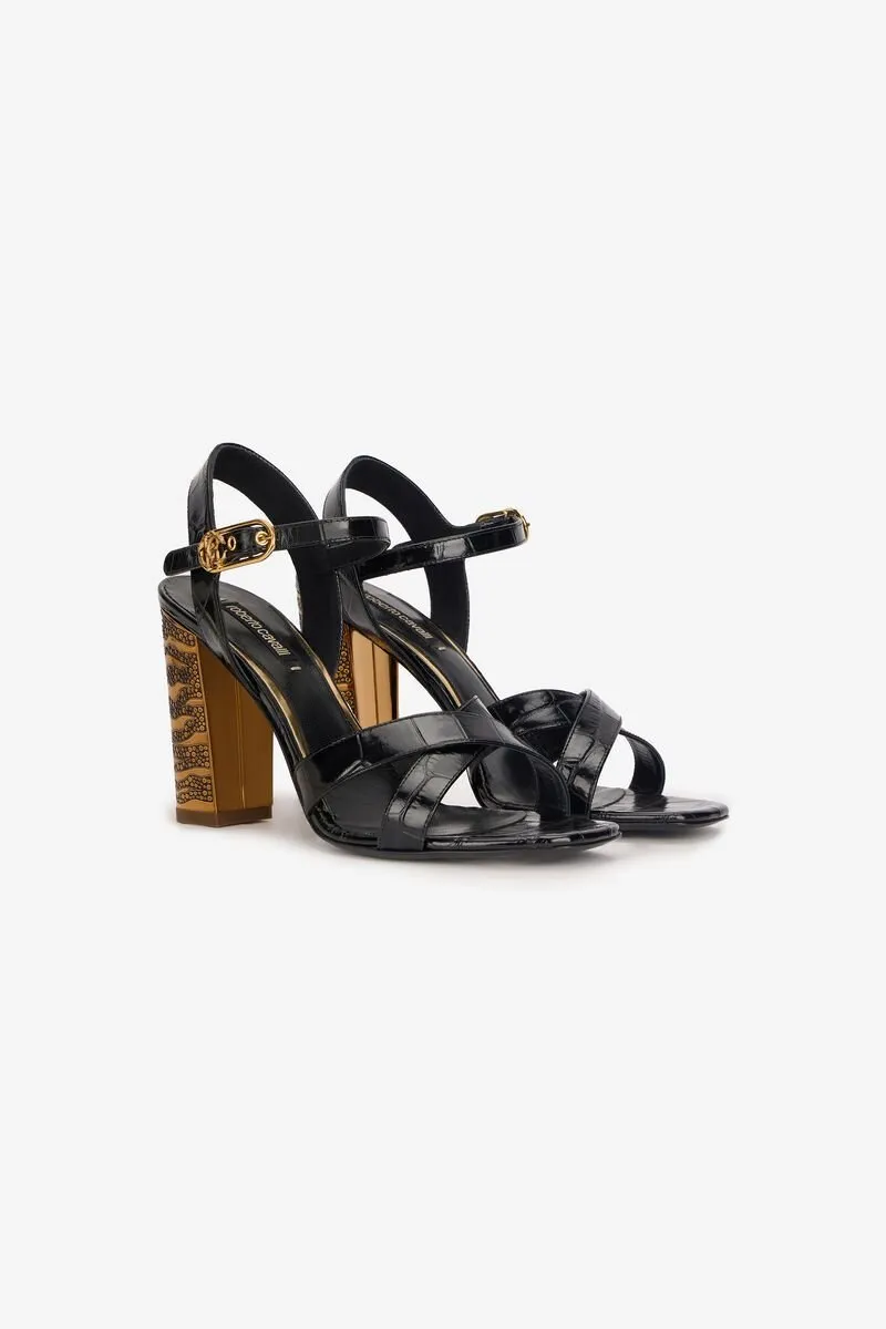 Roberto Cavalli Embossed Strap Sandals