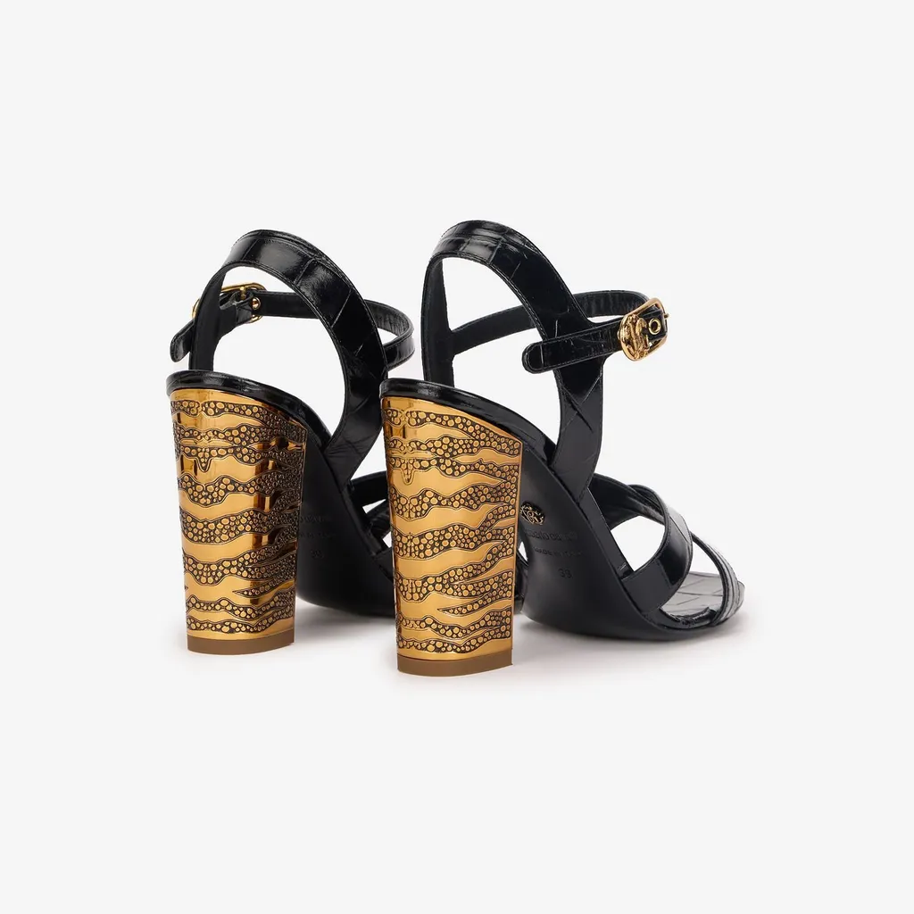 Roberto Cavalli Embossed Strap Sandals