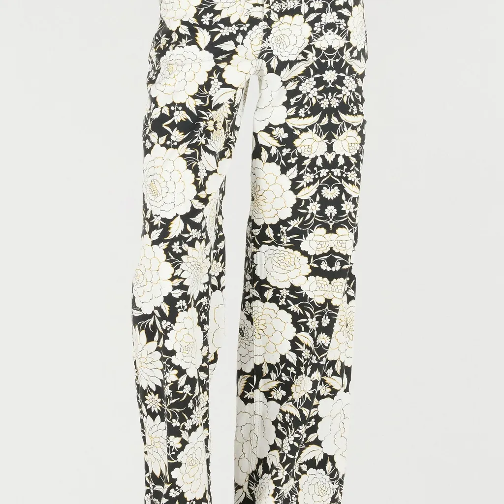 Roberto Cavalli Floral Print Denim Pants