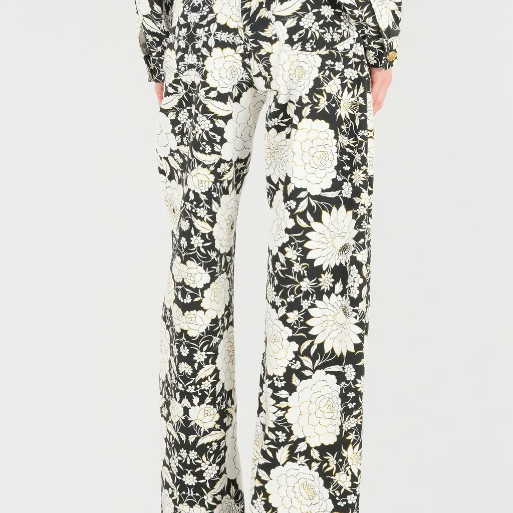 Roberto Cavalli Floral Print Denim Pants