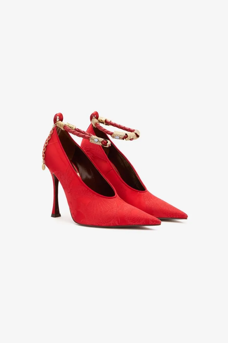 Roberto Cavalli Jacquard Jewel-Strap Pumps