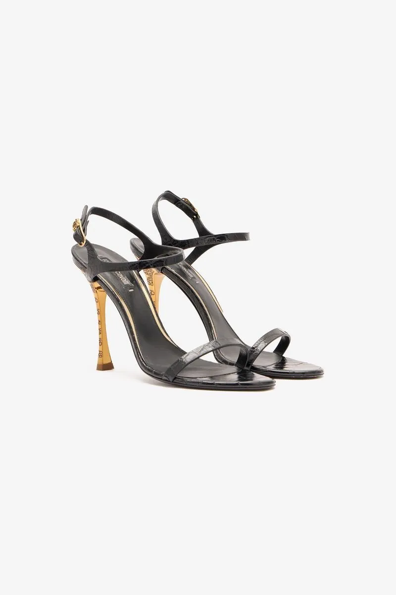 Roberto Cavalli Snake Monogram Slingback Sandals