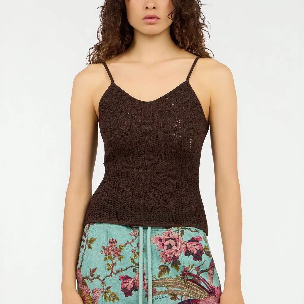 Roberto Cavalli Crochet Spaghetti Strap Top