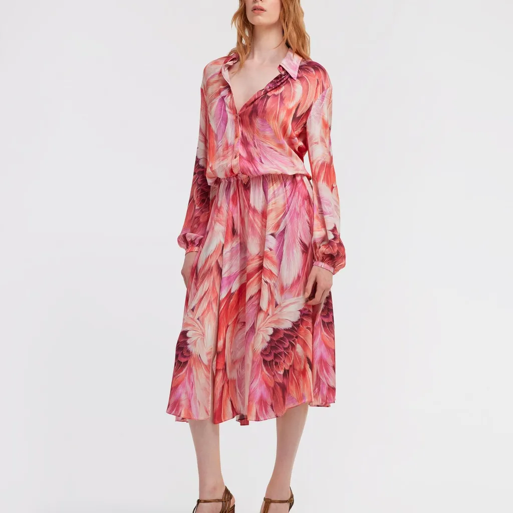 Roberto Cavalli Plumange Print Midi Dress