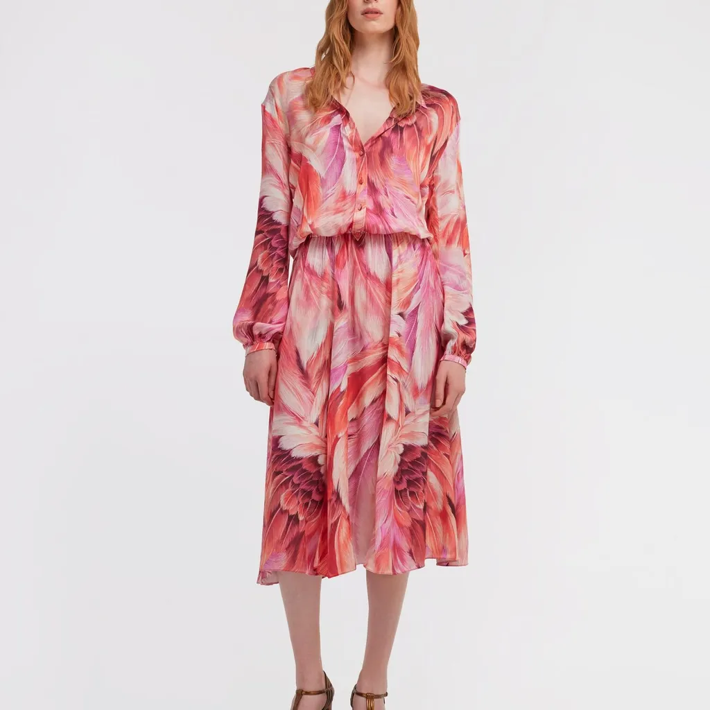 Roberto Cavalli Plumange Print Midi Dress