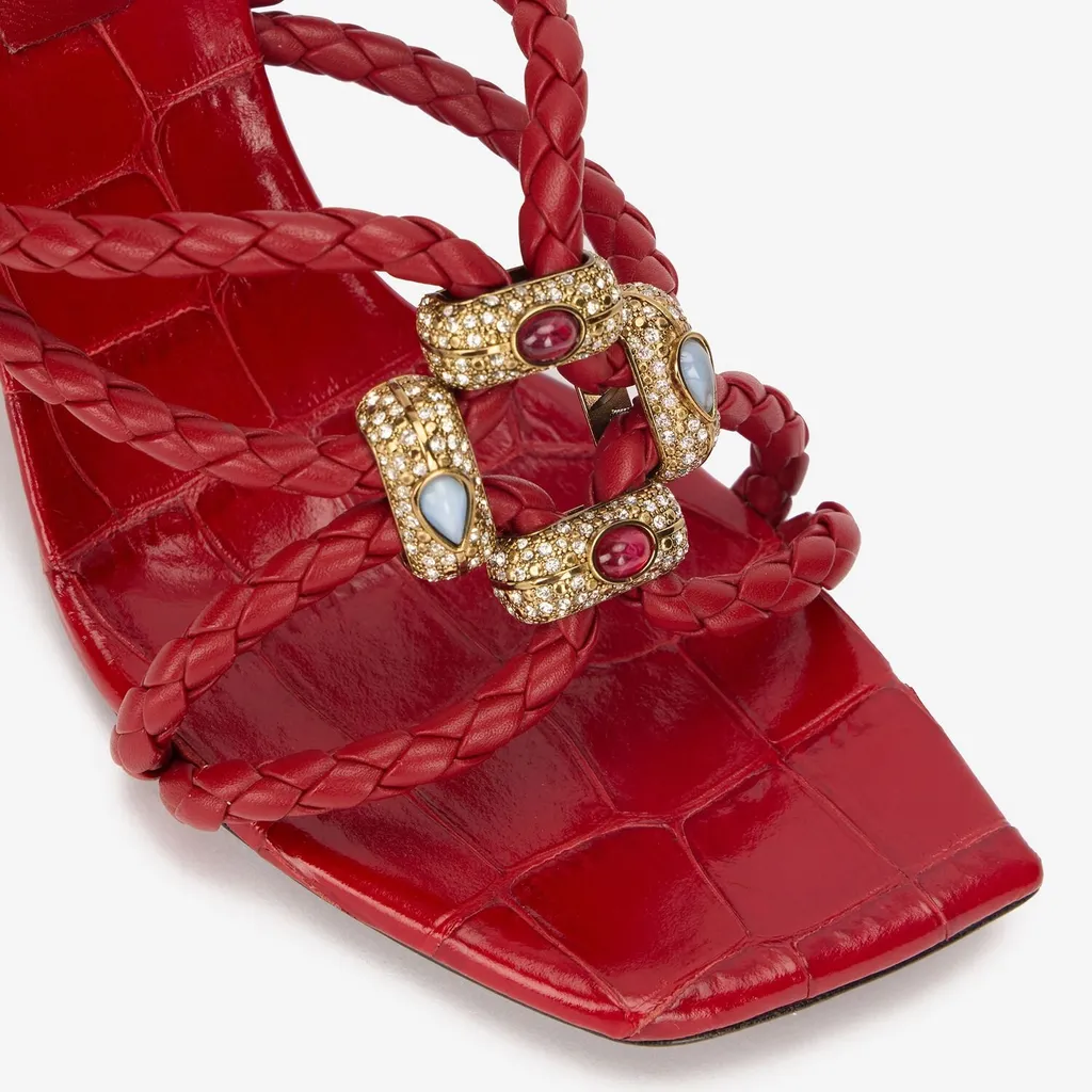 Roberto Cavalli Jewel-Embellished Braided Sandals