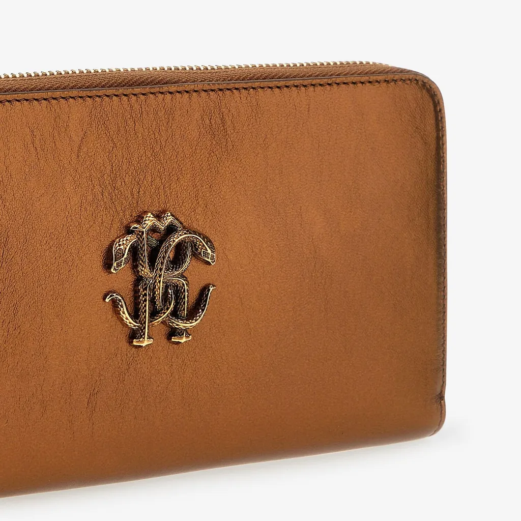 Roberto Cavalli Mirror Snake Zip-Around Wallet