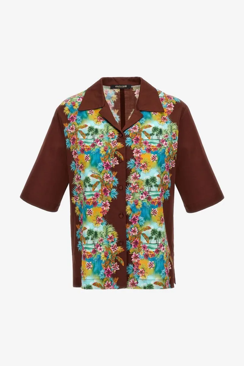Roberto Cavalli Hawaii Print Short Sleeve Shirt