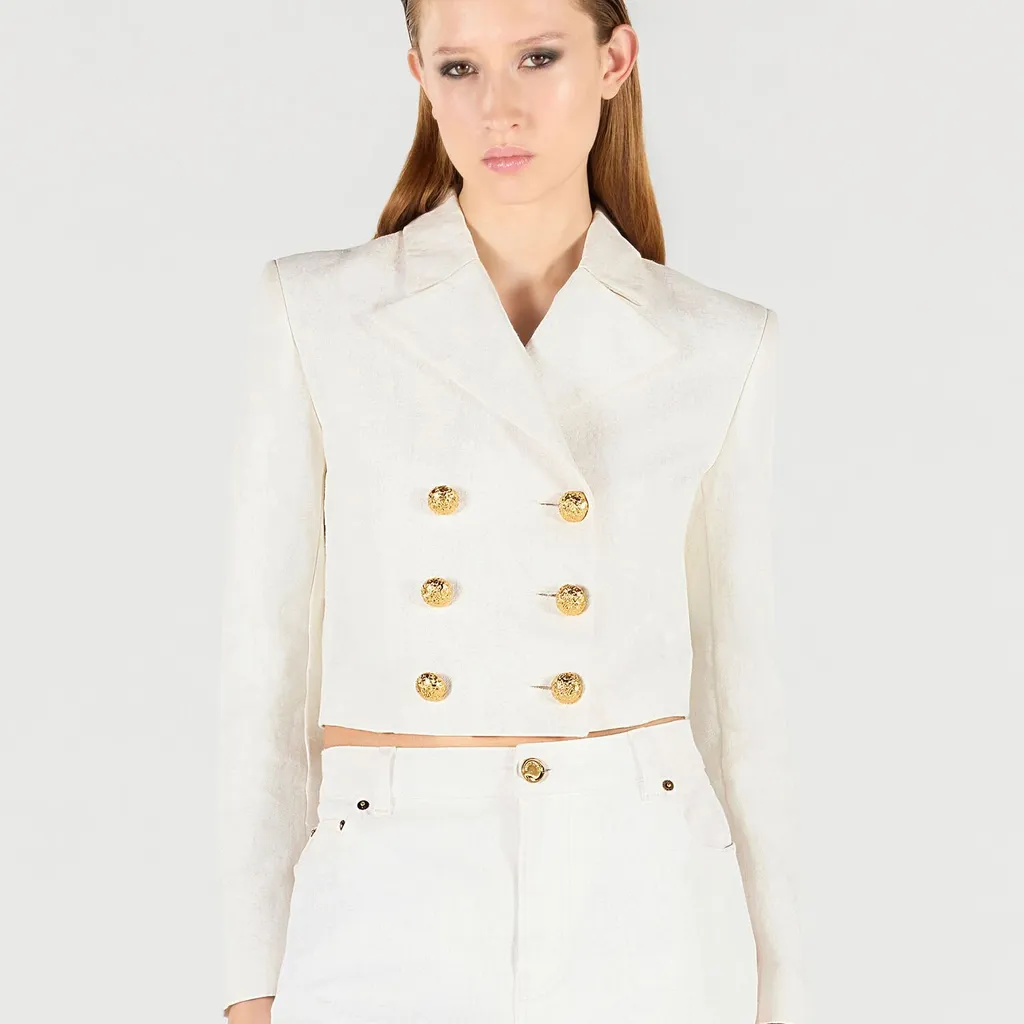 Roberto Cavalli Double-Breasted Cropped Jacket