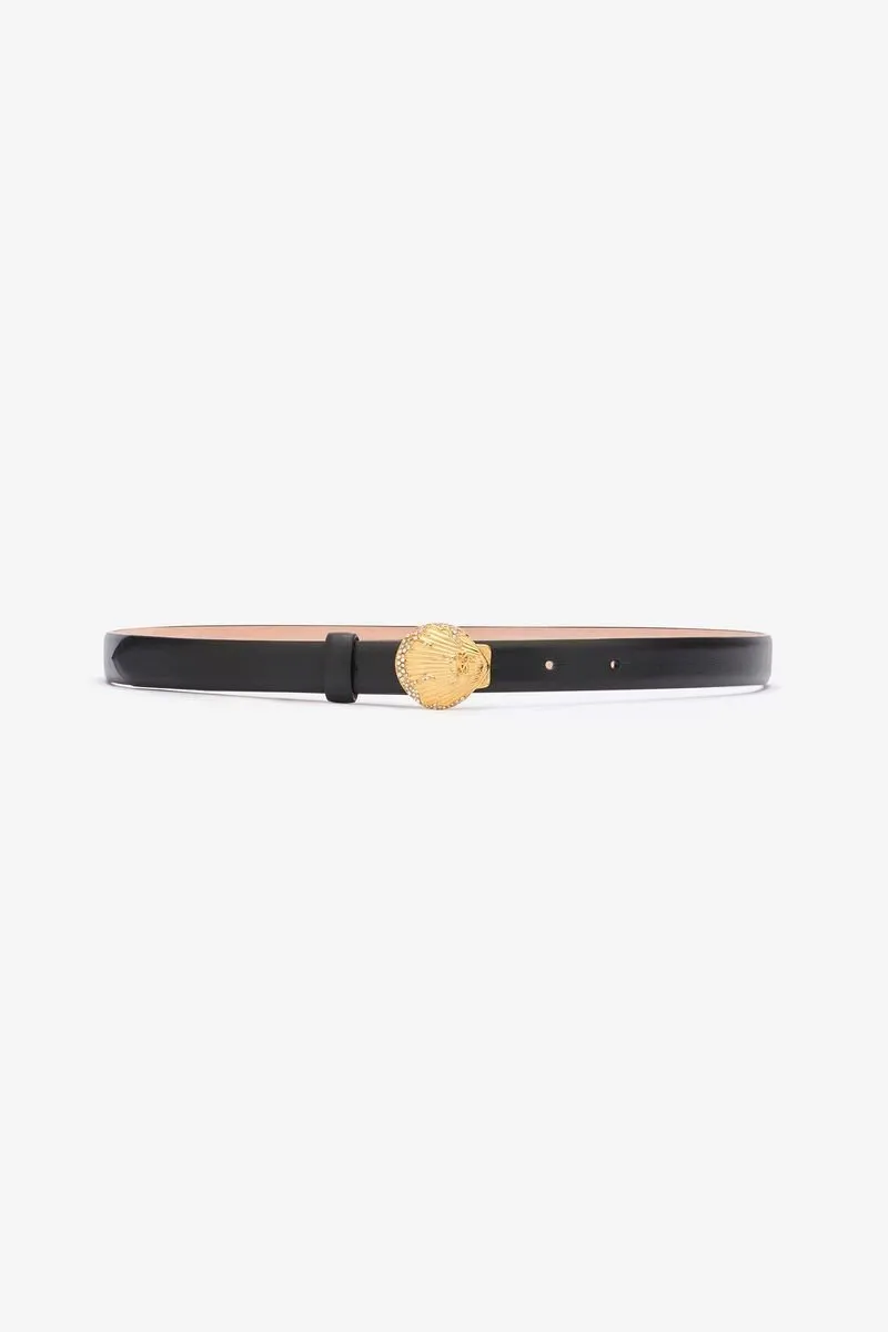 Roberto Cavalli Shell Buckle Leather Belt