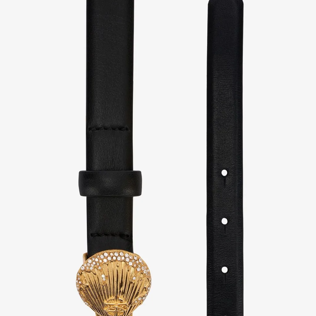 Roberto Cavalli Shell Buckle Leather Belt