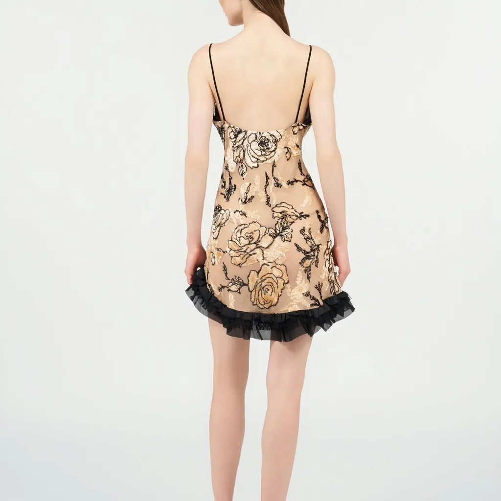 Roberto Cavalli Devore Lace-Trim Mini Dress