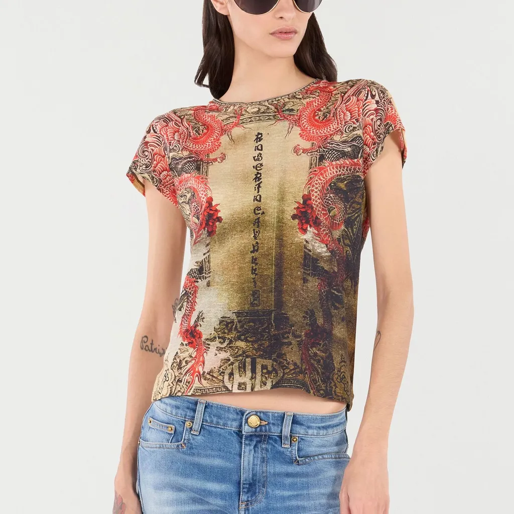 Roberto Cavalli Oriental Print T-Shirt