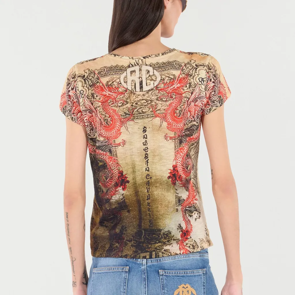 Roberto Cavalli Oriental Print T-Shirt