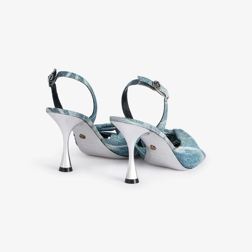 Roberto Cavalli Denim-Effect Slingback Sandals