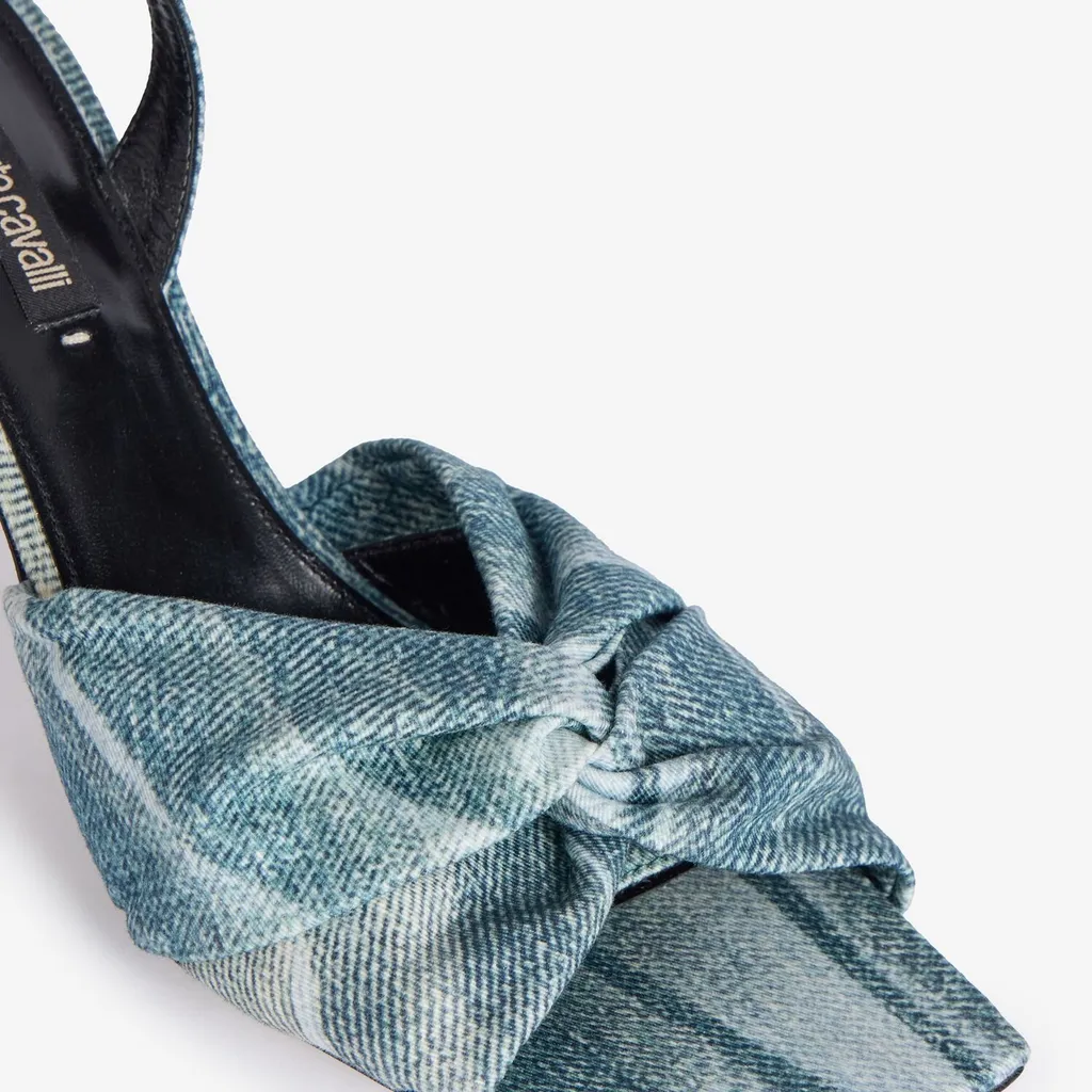 Roberto Cavalli Denim-Effect Slingback Sandals