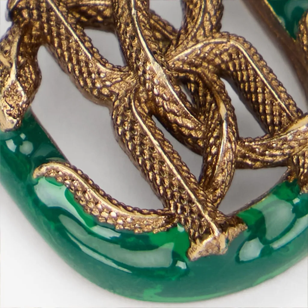 Roberto Cavalli Snake Monogram Link Earrings
