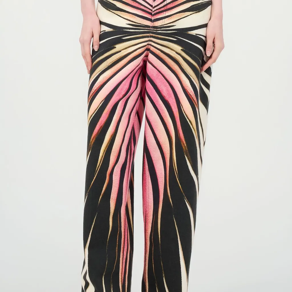 Roberto Cavalli Ray Print Palazzo Jeans