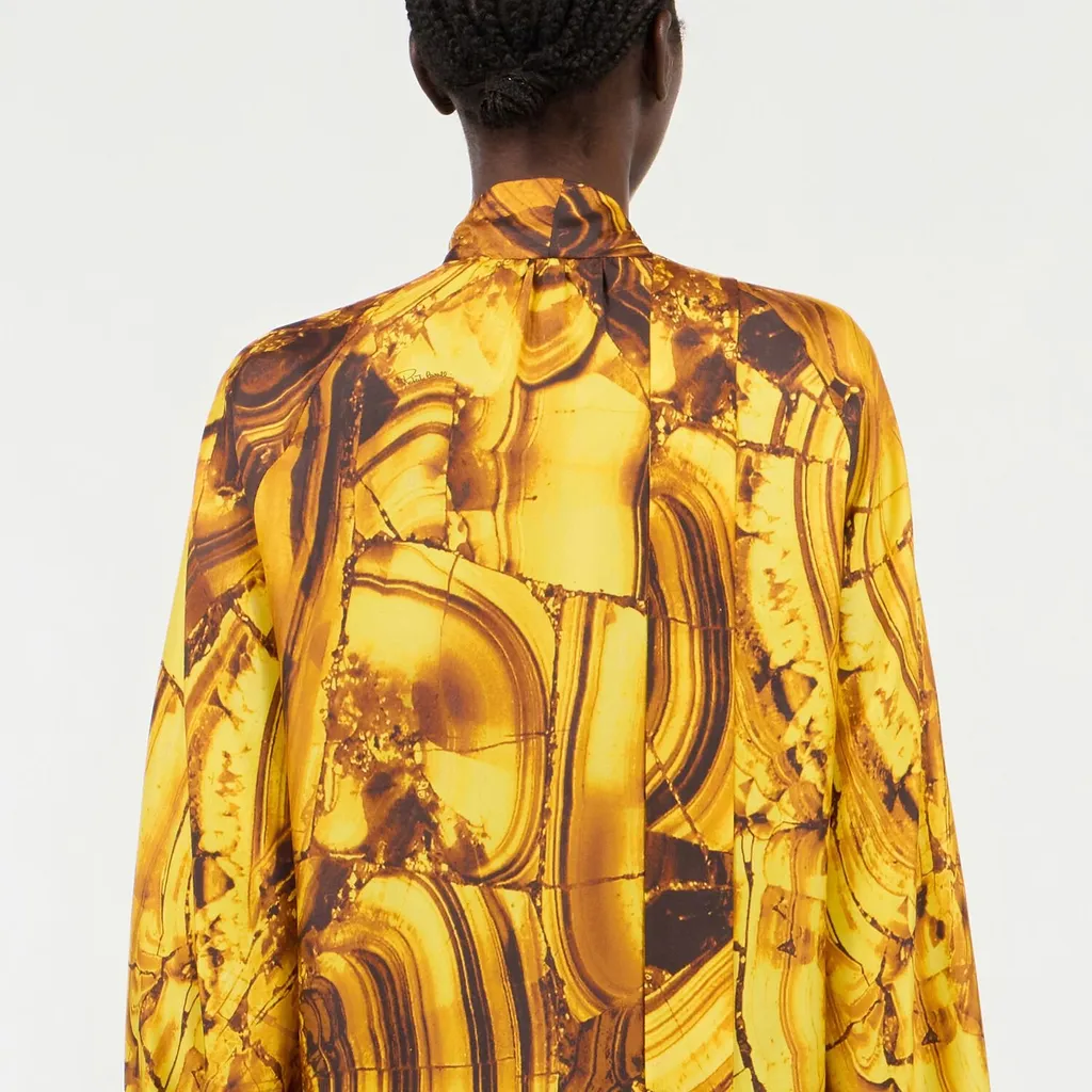 Roberto Cavalli Tigereye Print Silk Shirt