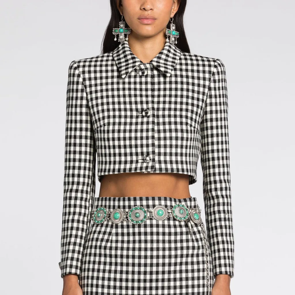 Roberto Cavalli Gingham Cropped Jacket