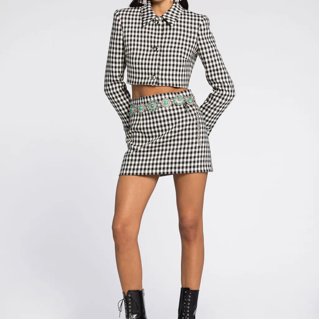 Roberto Cavalli Gingham Cropped Jacket