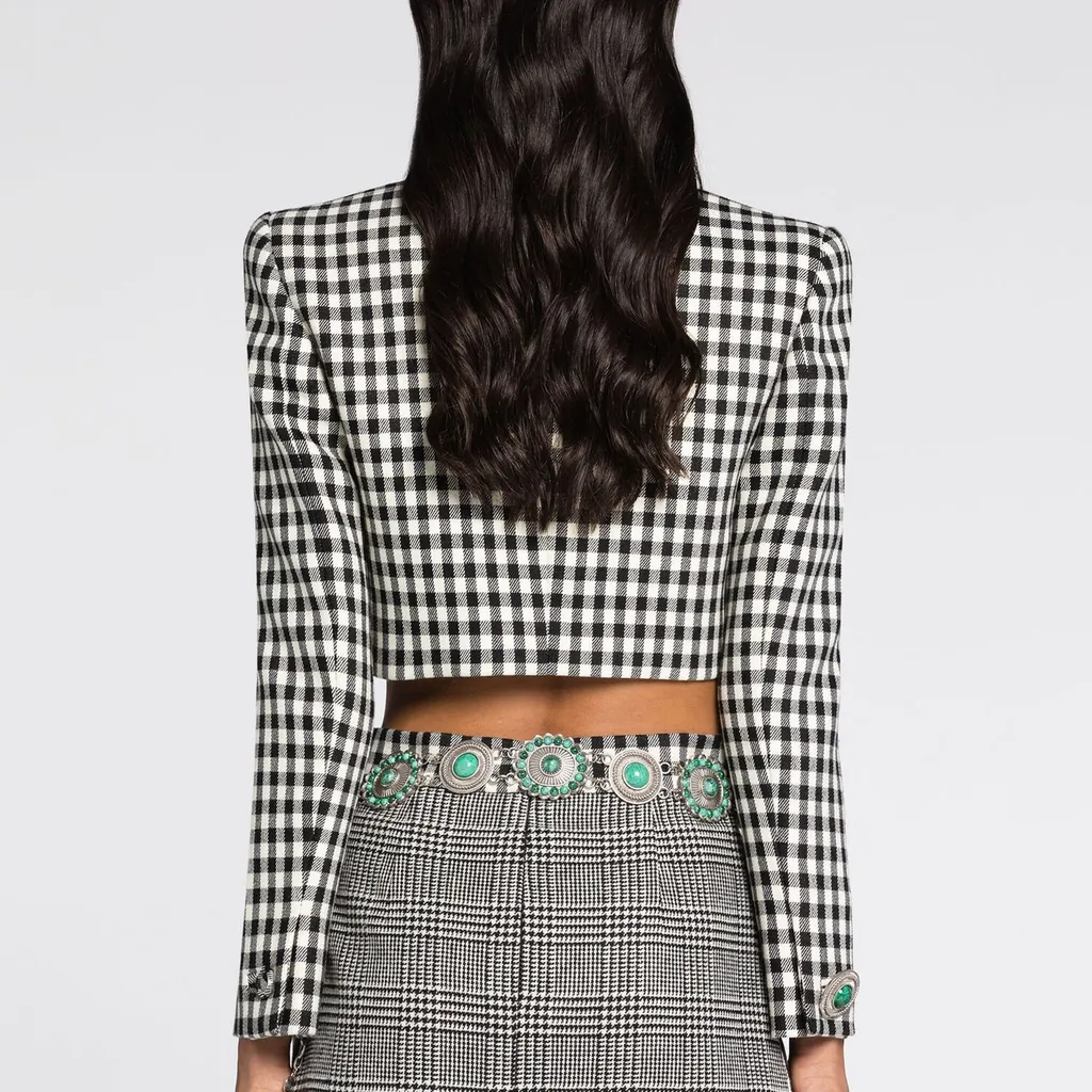 Roberto Cavalli Gingham Cropped Jacket
