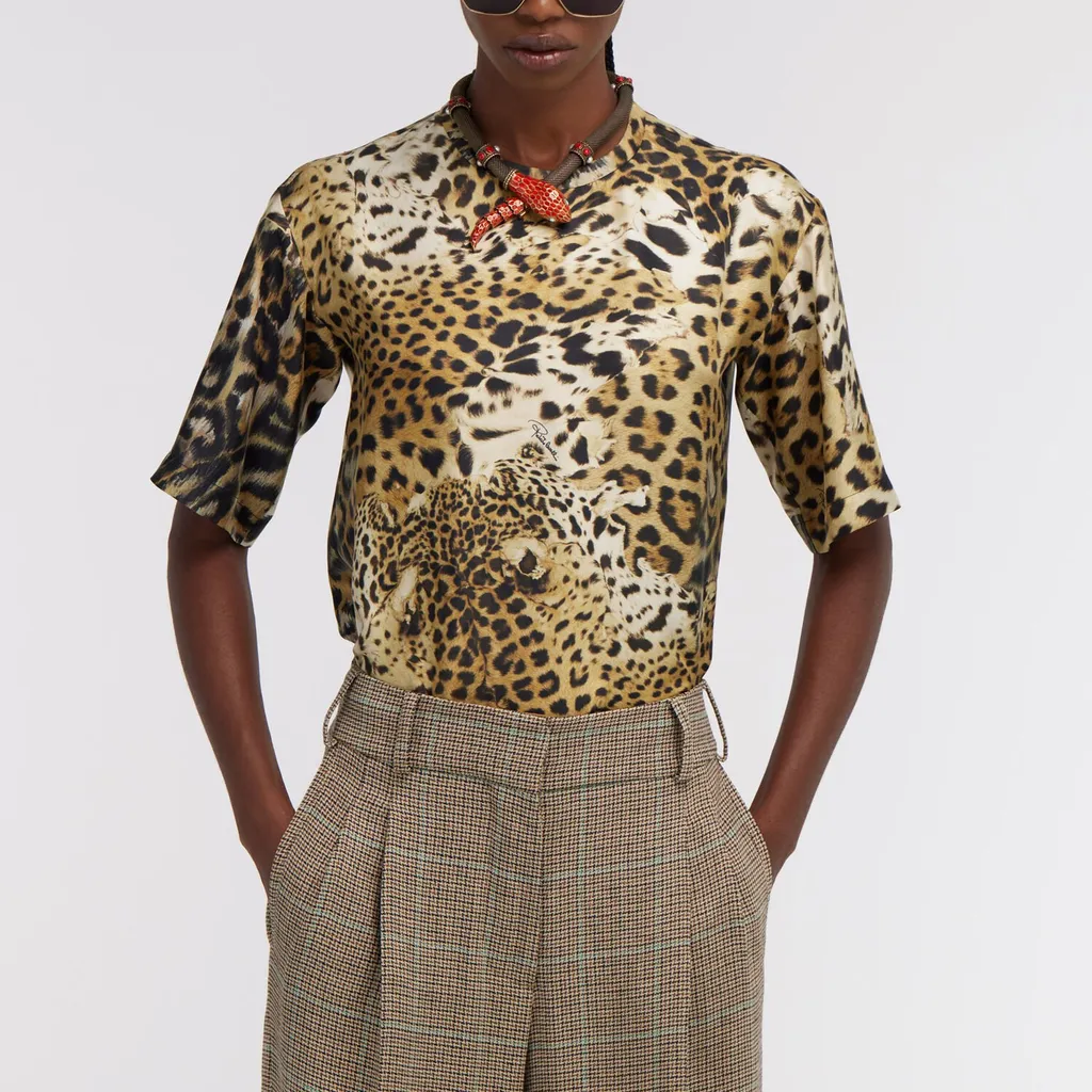 Roberto Cavalli Jaguar Skin Print T-Shirt