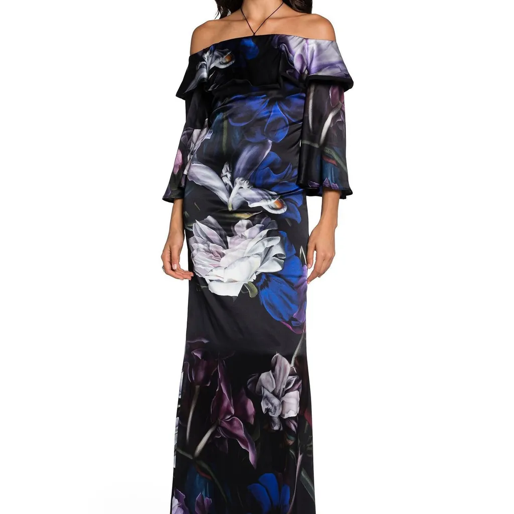 Roberto Cavalli Ruffled Floral Maxi Dress