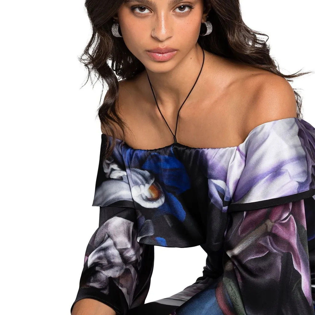 Roberto Cavalli Ruffled Floral Maxi Dress