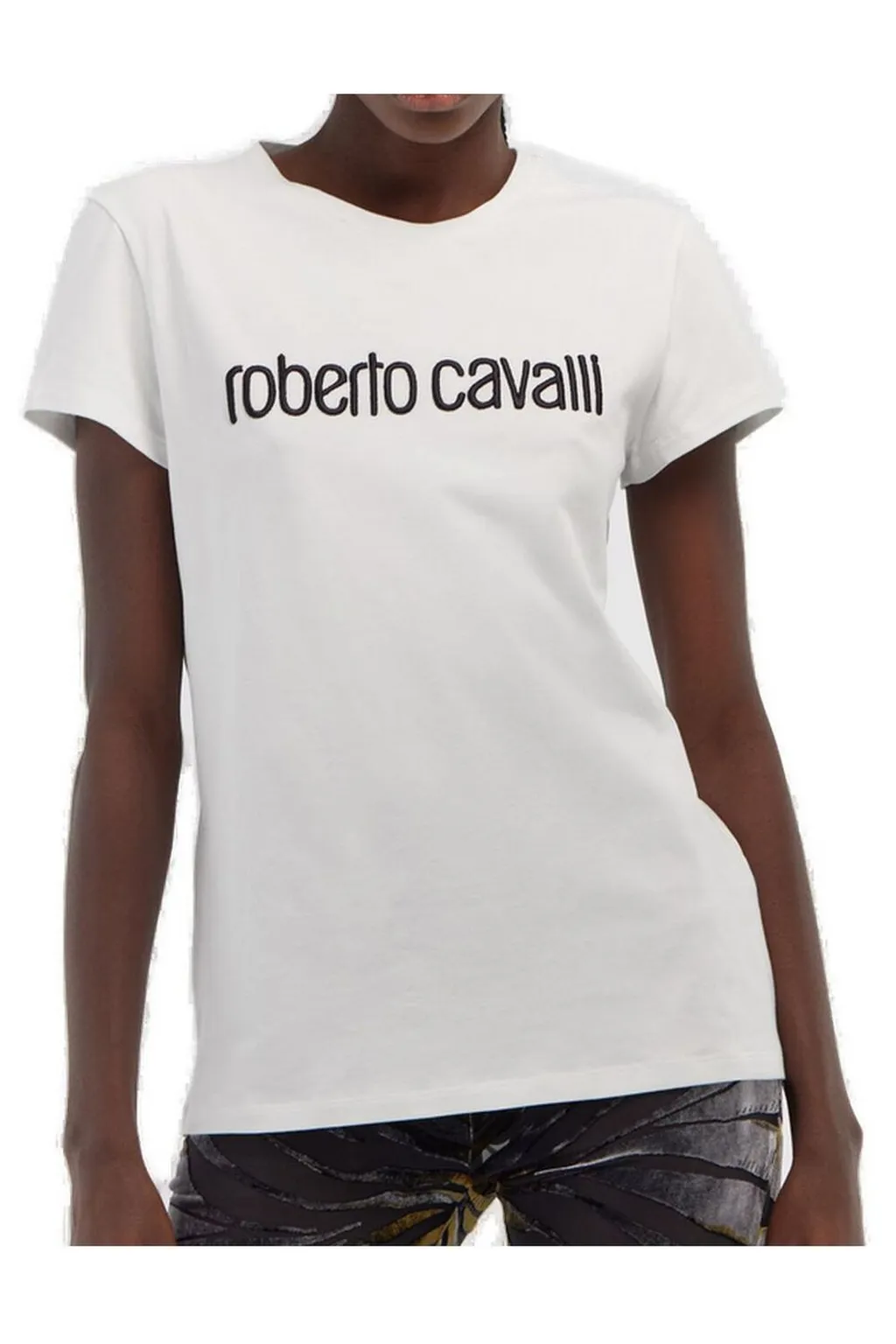 Roberto Cavalli Logo Embroidered Crewneck T-Shirt