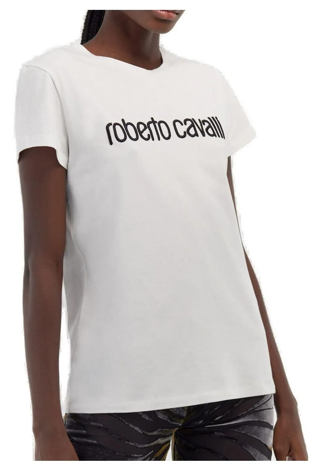 Roberto Cavalli Logo Embroidered Crewneck T-Shirt