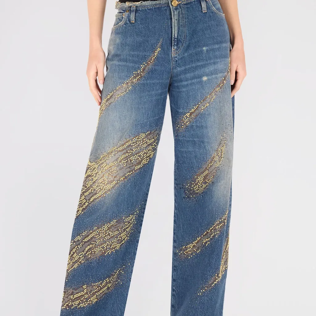 Roberto Cavalli Embellished Zebra Pattern Jeans