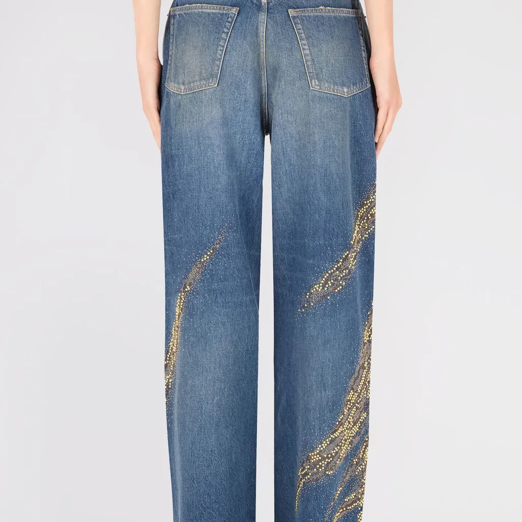 Roberto Cavalli Embellished Zebra Pattern Jeans