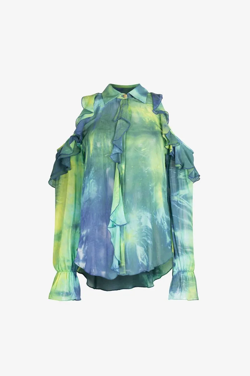 Roberto Cavalli Cut-Out Tie Dye Shirt