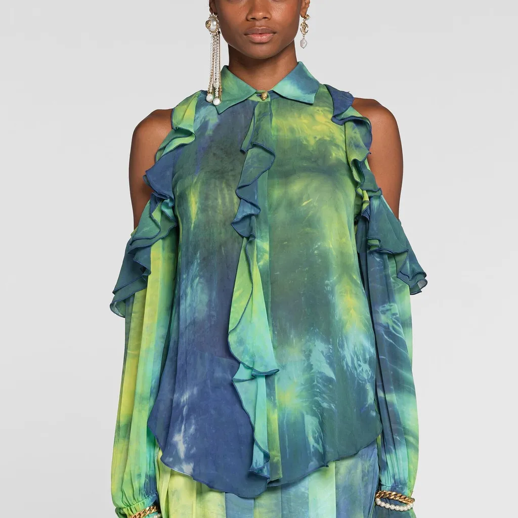 Roberto Cavalli Cut-Out Tie Dye Shirt