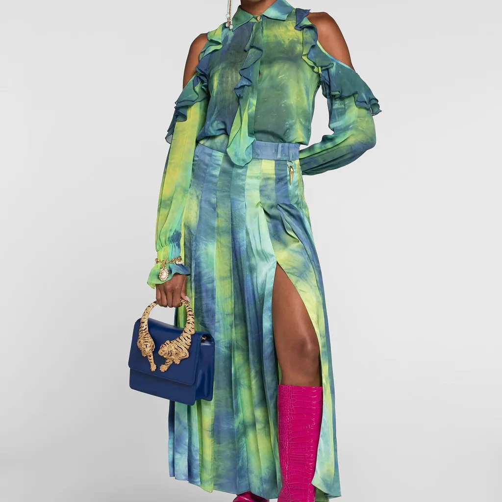 Roberto Cavalli Cut-Out Tie Dye Shirt