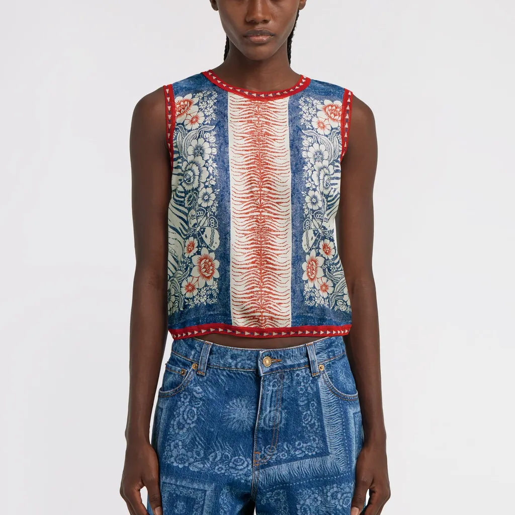Roberto Cavalli Bandana Printed Sleeveless Top