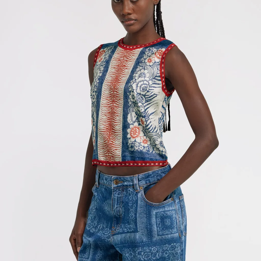 Roberto Cavalli Bandana Printed Sleeveless Top