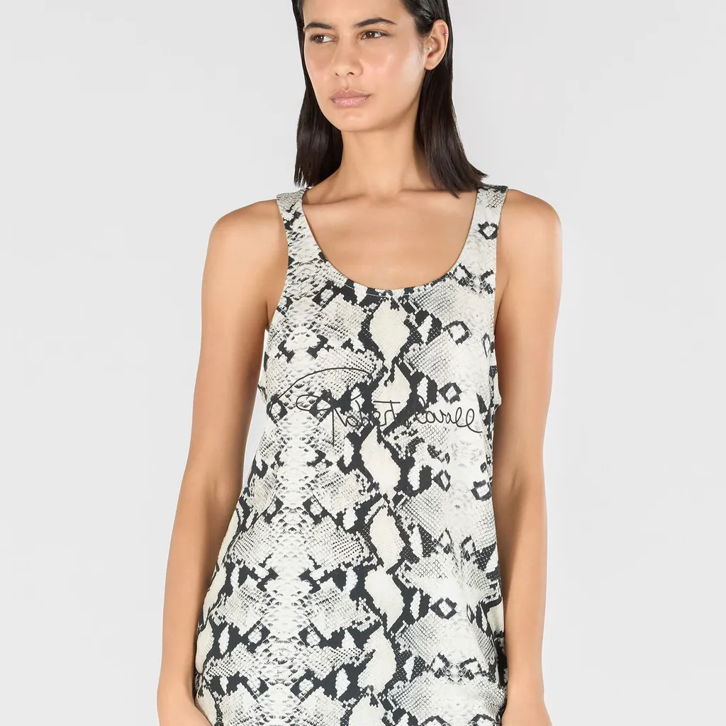 Roberto Cavalli Python Effect Printed Racerback Tank Top