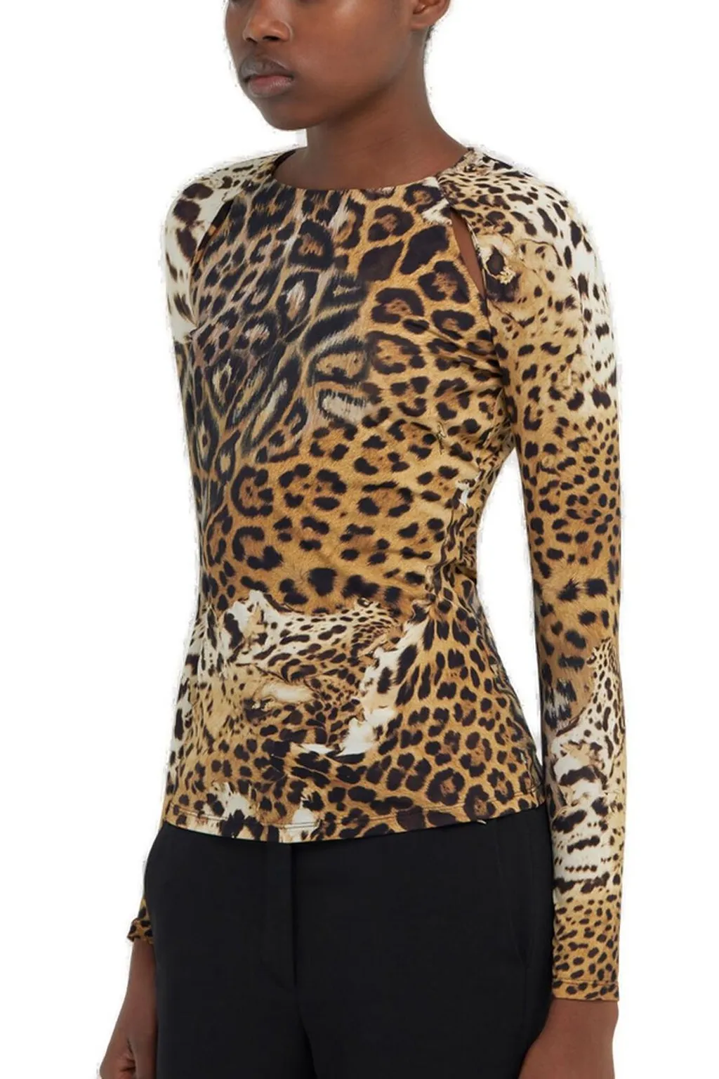 Roberto Cavalli Jaguar Skin Print Long-Sleeved T-Shirt