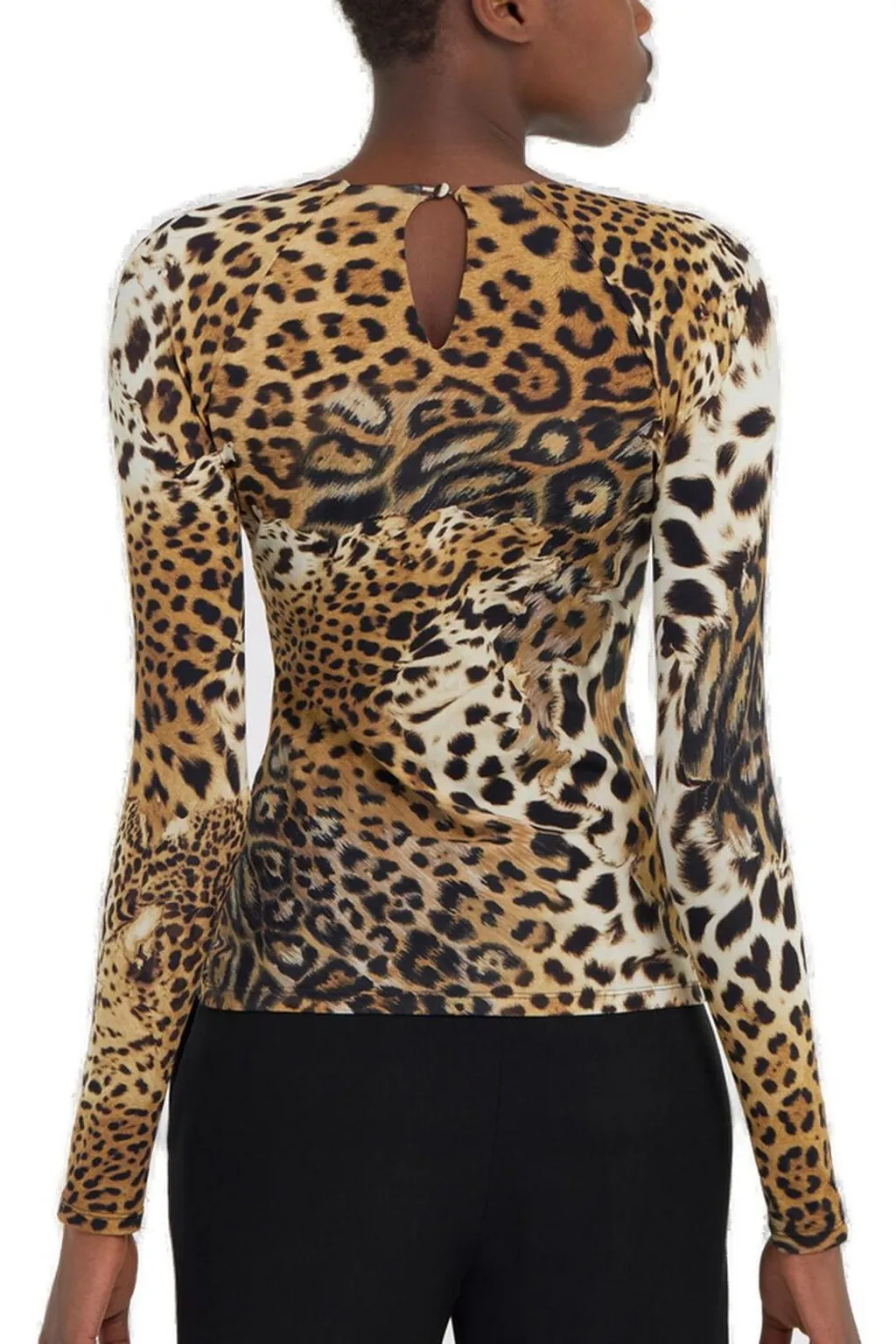 Roberto Cavalli Jaguar Skin Print Long-Sleeved T-Shirt