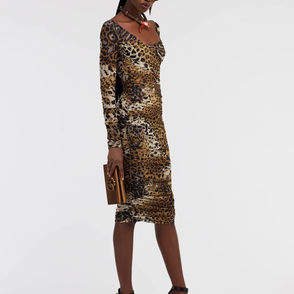 Roberto Cavalli Stretch Jaguar Skin Print Dress